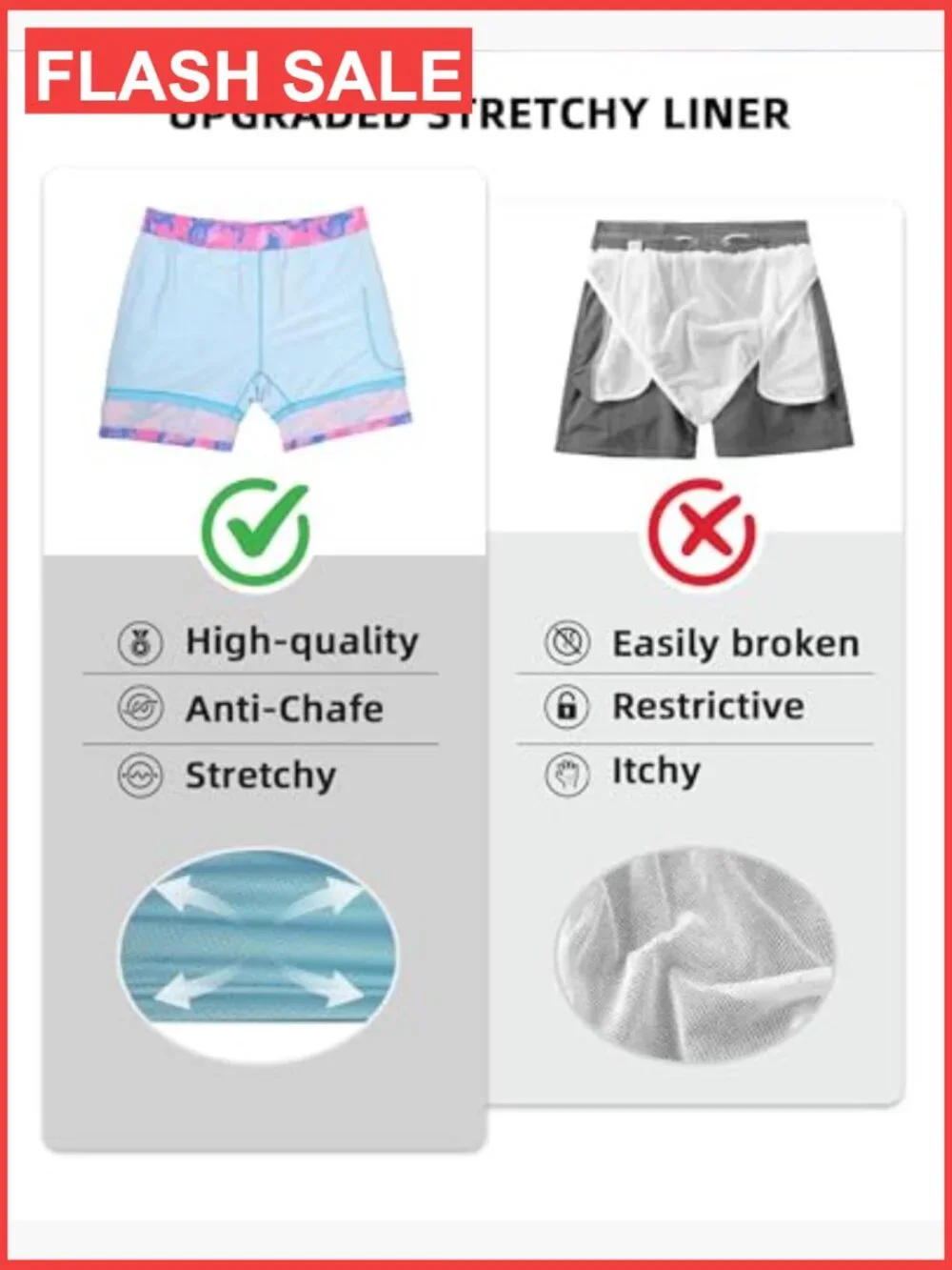 Men's Swim Trunks 2-in-1 with Compression Liner Quick Dry Zipper Pockets